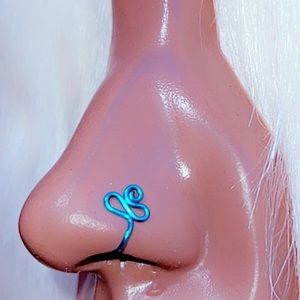 Handmade Nose Ring // Unique Metallic Blue